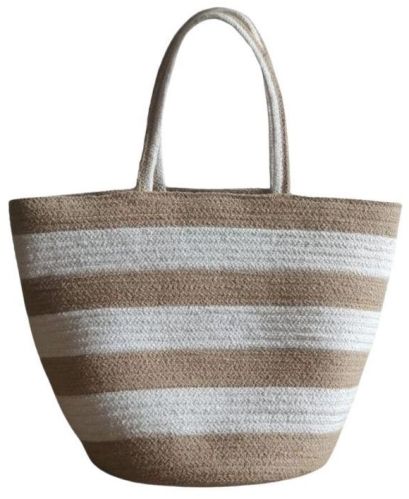 Trendy Striped Cotton Rope Tote Bag 15 X 12 Inches