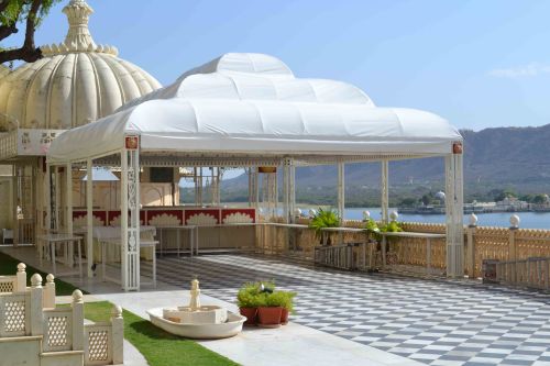 Steel Frame Dinning Gazebo, Color : Beige