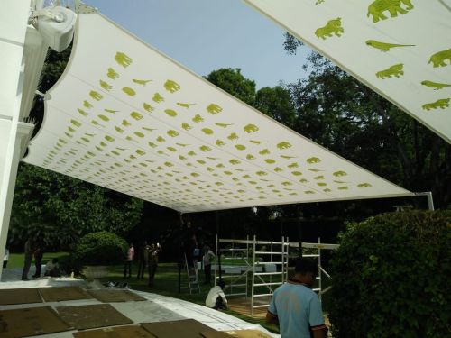 One Slope Tensile Embroidery Gazebo, Color : Beige Standard Size