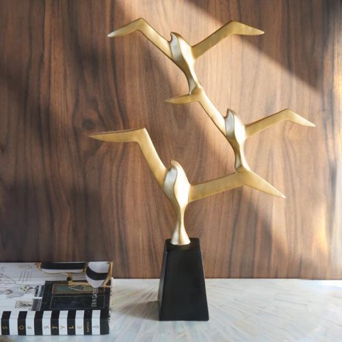 Black & Gold Birds OF Paradise Polyresin Figurine