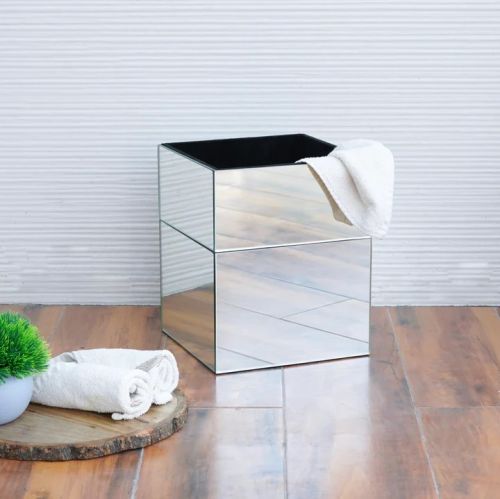 Silver Bathroom Dustbin Hand Towel Basket Organiser