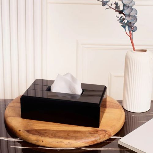 Glass Exteriors Tissue Box Black for Suitable Car, Bathroom