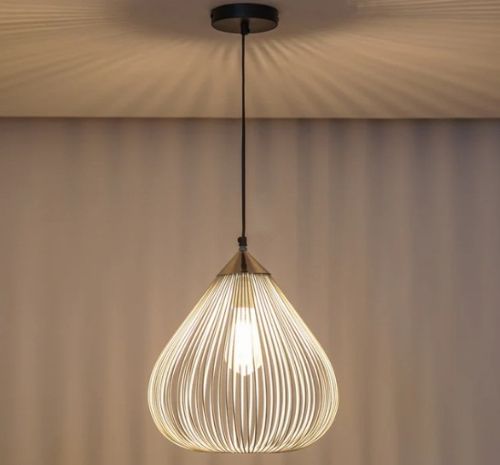 White Finish Mesh Single Ceiling Pendant Light
