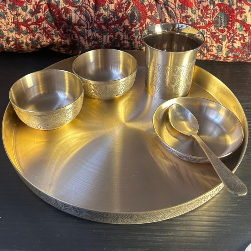 Kb517 Bronze Kansa Heavy Thali Dinner Set