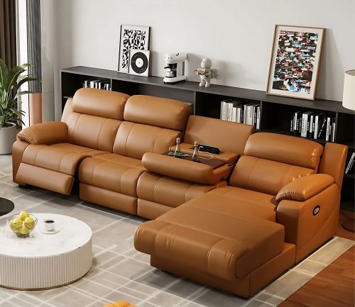 Eclipse L Shape Sectional Leather Sofa With Recliner