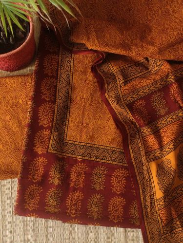 Rust Bagh Hand Block Printed Pure Cotton Dress Material