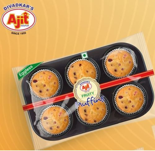 Eggless Fruity Muffins (6pcs), Packaging Type : Box