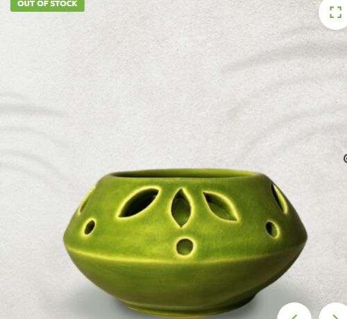 Stoneware Clay Green Matki T- Light Set for Home Decor, Candle Holder