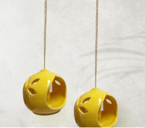 Stoneware Clay Hanging T-Light Set for Home Decor, Gift