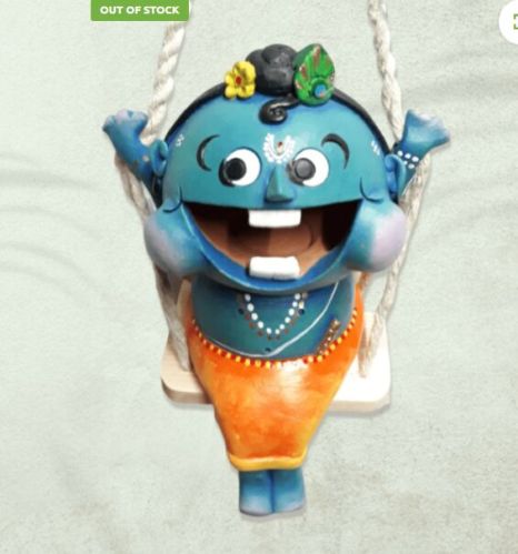 Terracotta Clay Krishna Jhoola Doll, Color : Multicolor