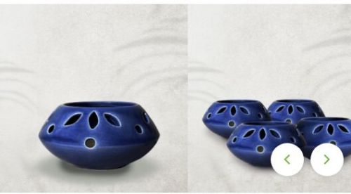 Stoneware Clay Matki Blue T- Light Set for Decorative, Candle Holder