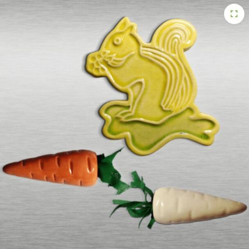 Stoneware Clay Squirrel Loves Fridge Magnets