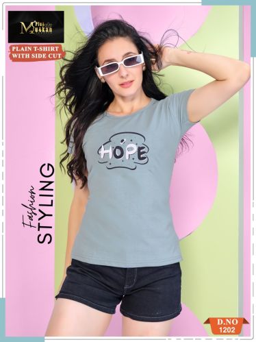 Printed Cotton Ladies T Shirts