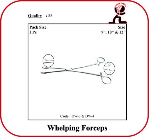 Polished Stainless Steel Whelping Forceps - 10