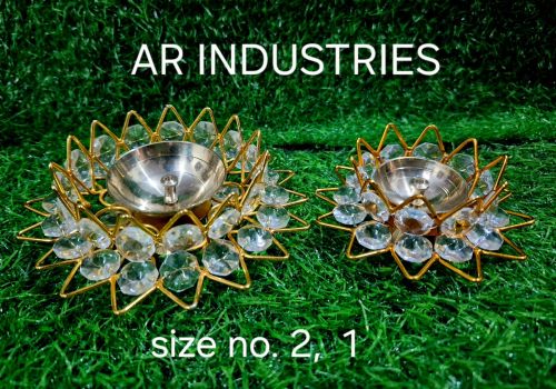 AR Industries Brass Crystal Akhand Diya, Color : Golden For Home