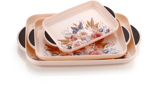 Plastic Flat Serving Tray Set OF 3 Pcs Medium, Standard