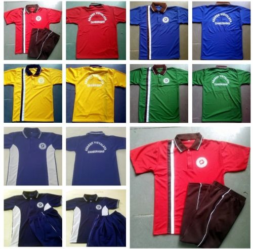 Polo Neck Polyester Unisex School T Shirt, Color : Multicolor