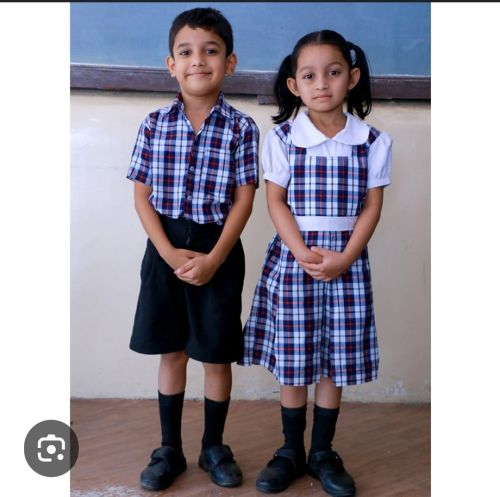 Polyester-Cotton Blend Kids School Uniform, Color : Multicolor