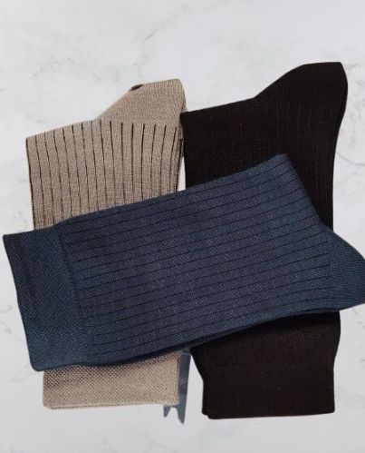 Bunaayi Bamboo Formal Ribed Socks, Color : Black, Brown, Navy Blue