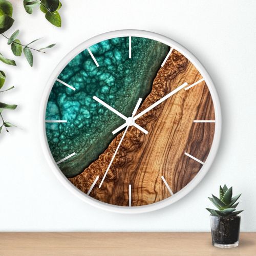 Wooden Epoxy Resin Wall Clock Customize