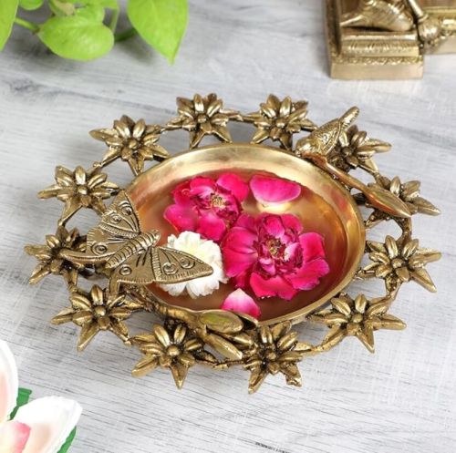 Polished Home Decor International Brass Urli In Butterfly Style
