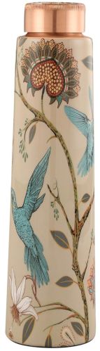 Polished Copper Bottle In Bird Design, Color : Multicolor