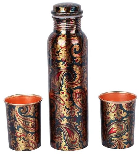 Printed Home Decor International Copper Bottle in Etching