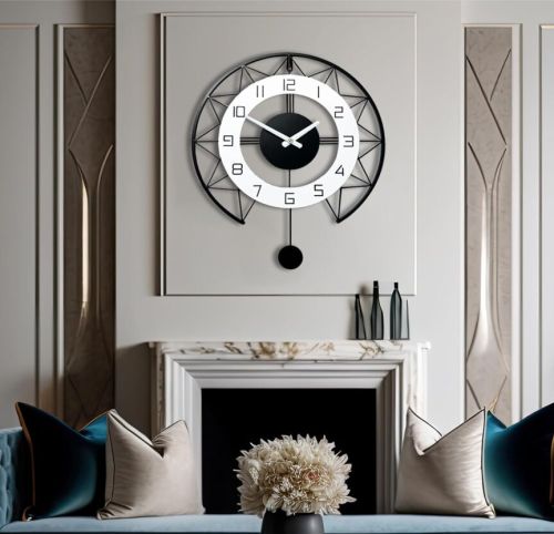 Matt Finish Modern Art Wall Clock Stylish Metal Analog