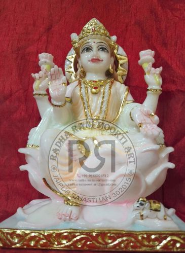 Printed Polished Laxmi Ji Marble Statue, Color : Multicolors