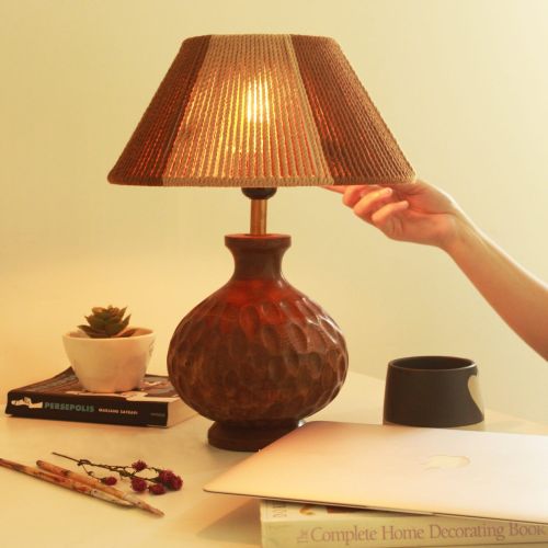 Iron Beige & Brown Lamp Shade Modern Standard