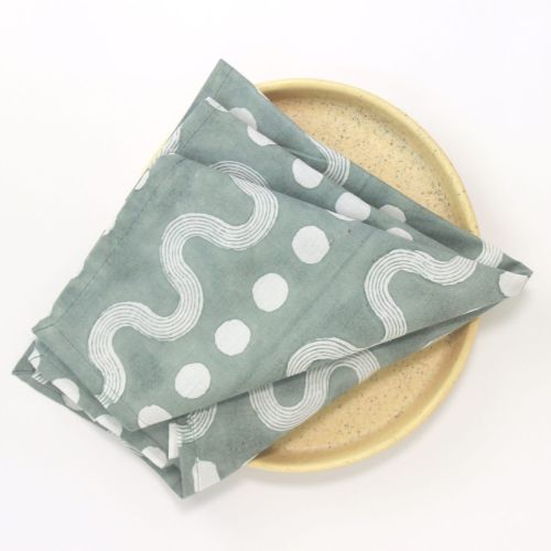 Printed Cotton Grey Table Napkins Standard