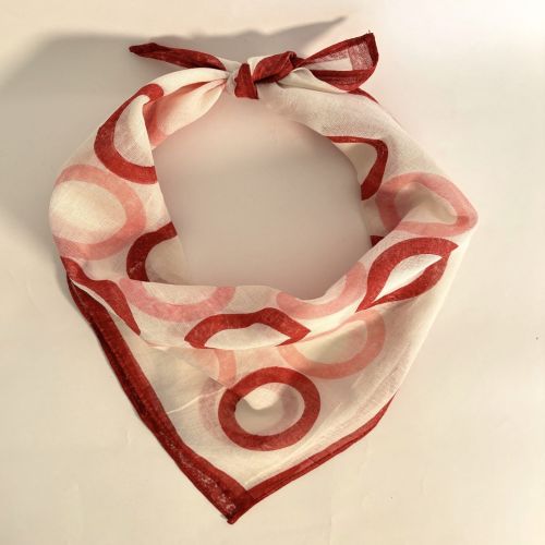 Pink & Red Circle Square Cotton Scarf