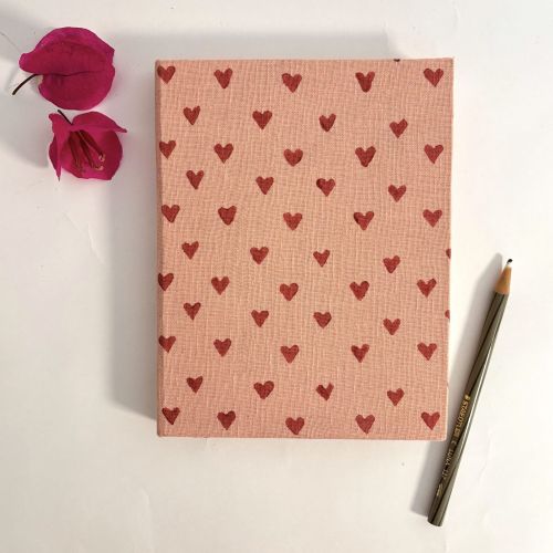 Red Pink Heart Handmade Diary Standard Modern