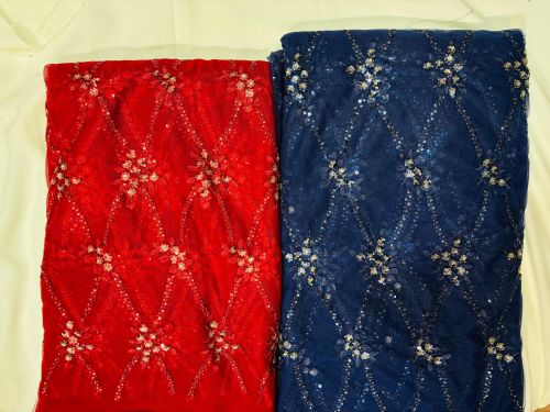 Unstiched Heavy Work Silk Fabric, Color : Multicolors for Party Wear