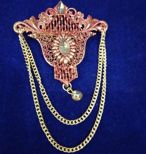 Polished Golden Brass Sherwani Brooch Pin