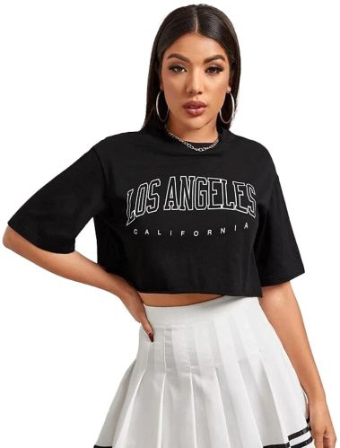 Stretch Cotton Ladies Crop Fit T-Shirt Casual/summer