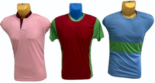 Cotton Blend Unisex Color Block T-Shirt Casual