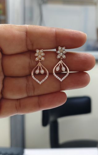 Rhodium Plated 925 Sterling Silver Costume Hanging Earring Antique