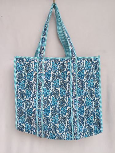 Blue Cotton Tote Bags for Shopping, Travel, Everyday Use