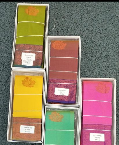 Banarasi Cotton Zari Buta Soft Silk Saree
