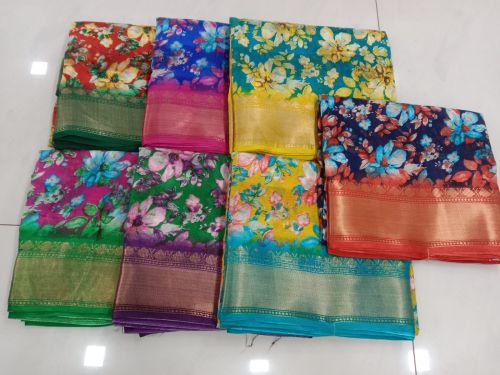 Floral Printed Silk Saree