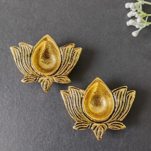 Handcrafted Polished Metal Lotus Diwali Diya, Packaging Type : Yellow