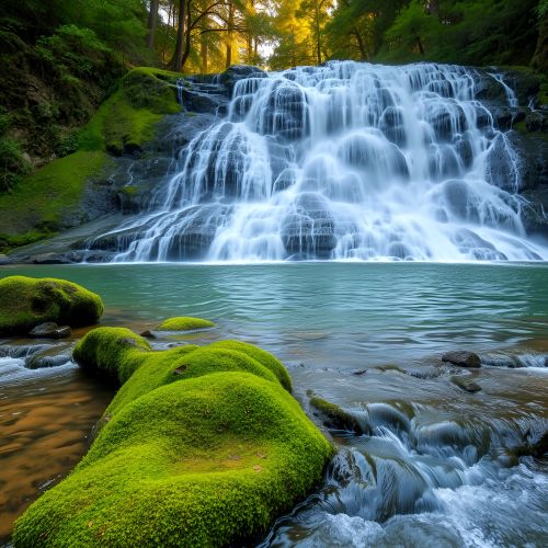 Waterfall Digital Landscape Painting, Packaging Type : Paper Box