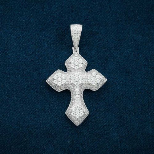 Hiphop Iced Out Cross Moissanite D Vvs Sterling 925 Silver Pendant