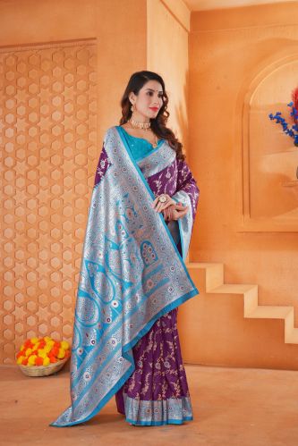 9768 Designer Jari Work Weaving Banarasi Soft Silk Saree