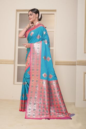 9774 Designer Zari Work Weaving Banarasi Soft Silk Saree