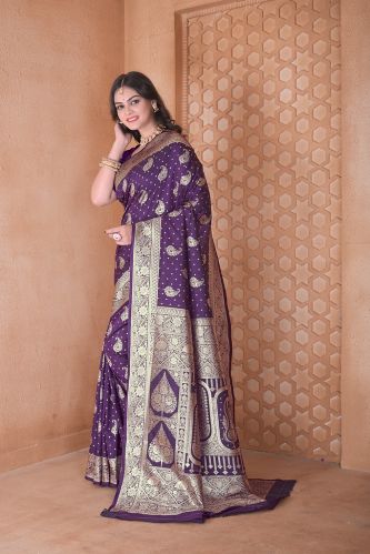 9776 Purple Zari Work Weaving Banarasi Soft Silk Saree