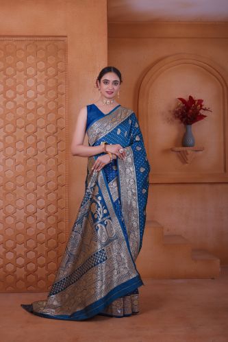 9778 Royal Blue Jari Work Weaving Banarasi Soft Silk Saree