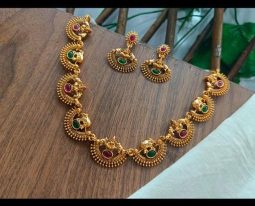 South Indian Gold Plated Saree Choker Necklace Set