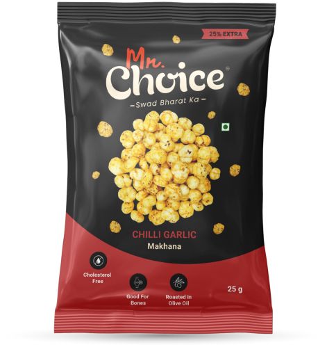 MR. Choice Chilli Garlic Makhana, Color : Creamy, Taste : Spicy